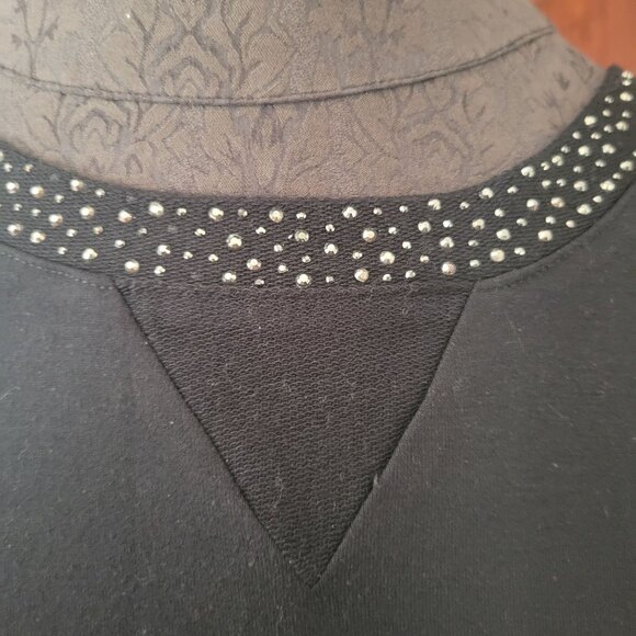 Catherines Black Embellished Neck Tunic Top 1X Size - Picture 2 of 5